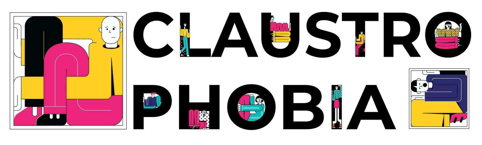 claustrophobie texte plat bannière vecteur