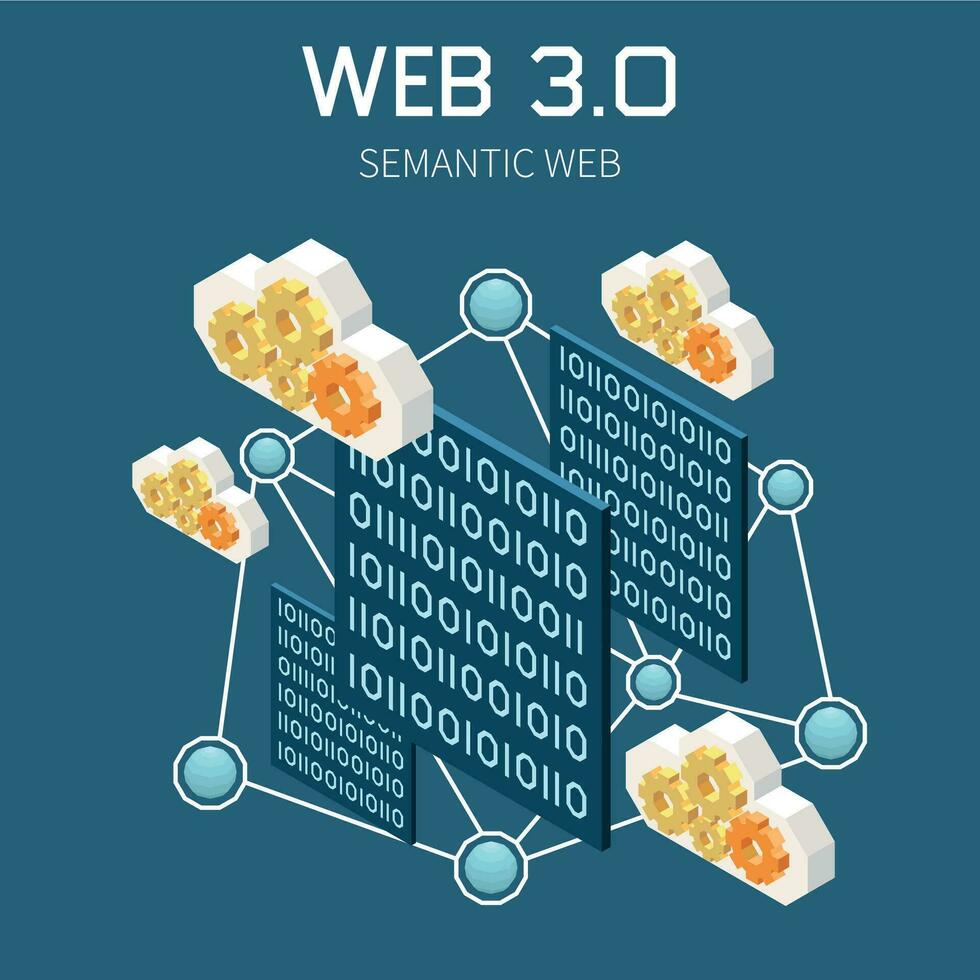 isométrique de la technologie web 3.0 vecteur