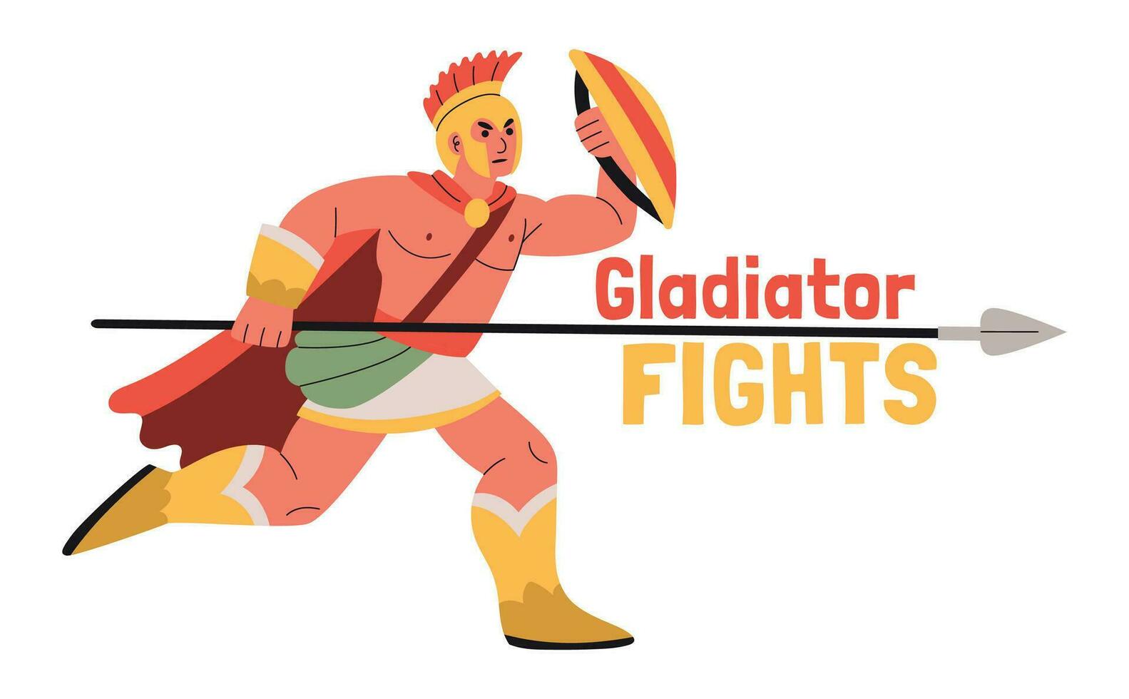 gladiateur combattant texte composition vecteur