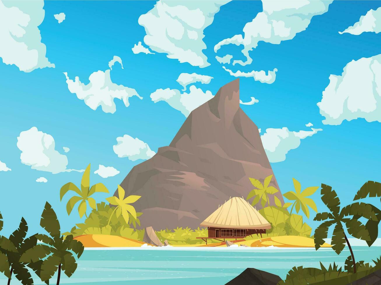 tropical île dessin animé vecteur