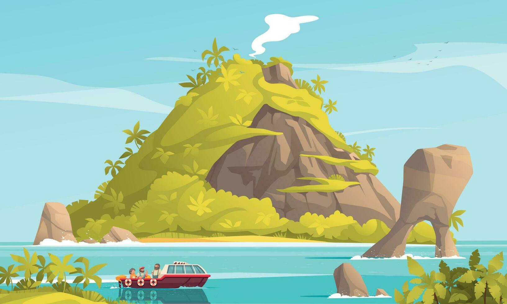 tropical île dessin animé vecteur