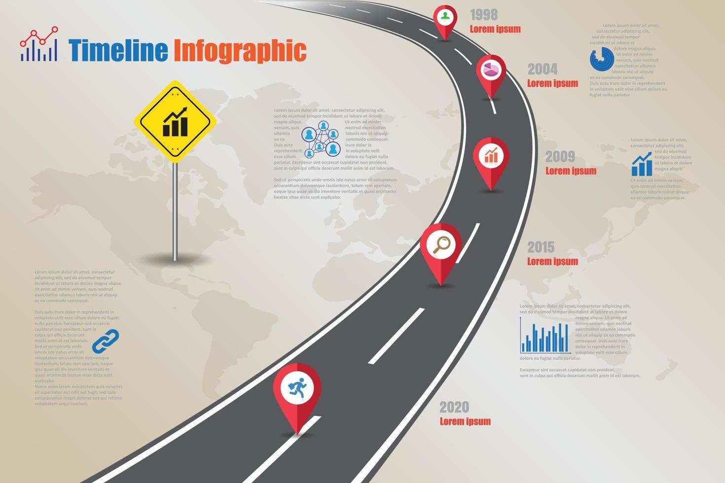 business roadmap chronologie infographique avec pointeur conçu pour abstrait modèle jalon élément moderne diagramme processus technologie marketing numérique données présentation graphique illustration vectorielle vecteur