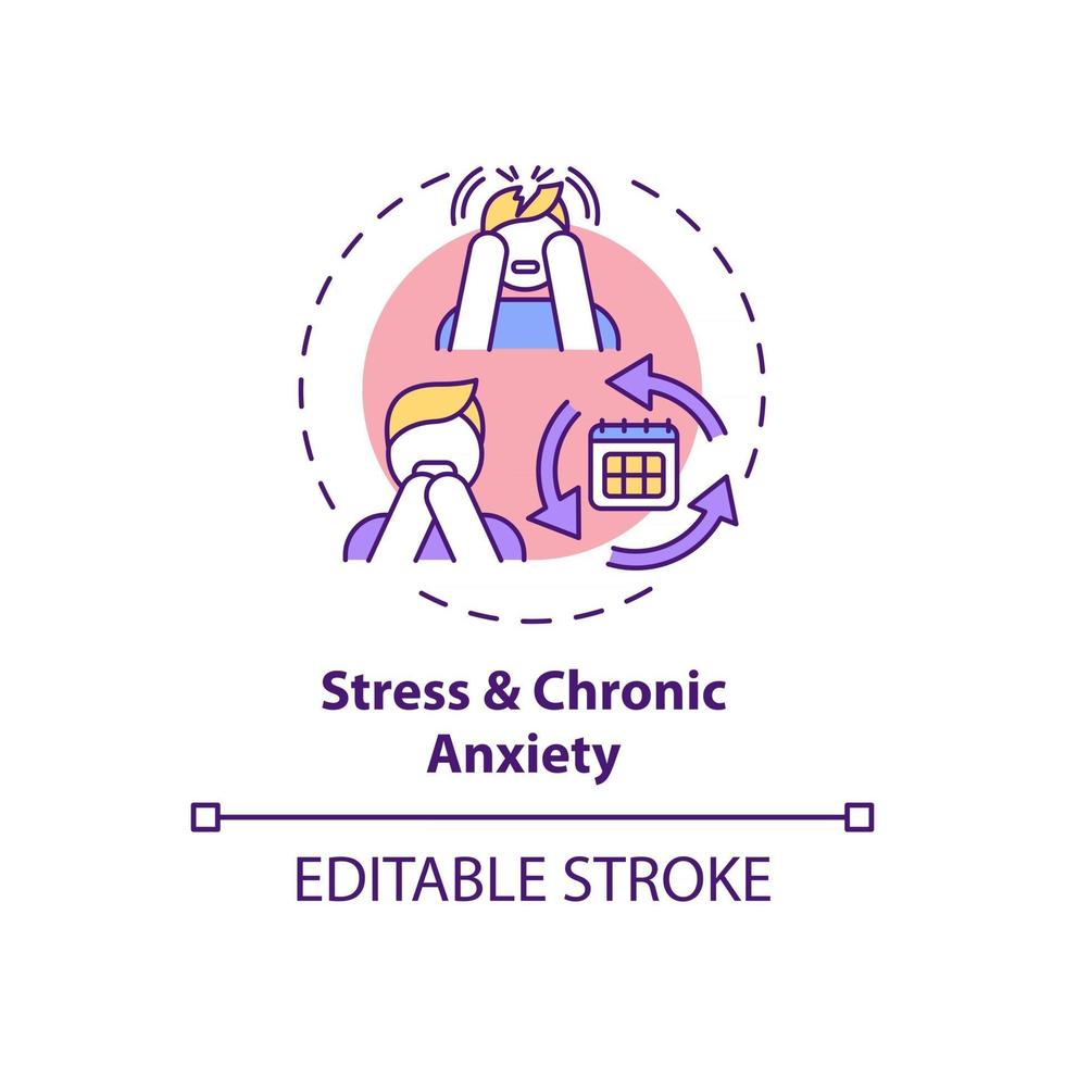 icône de concept de stress et d'anxiété chronique vecteur