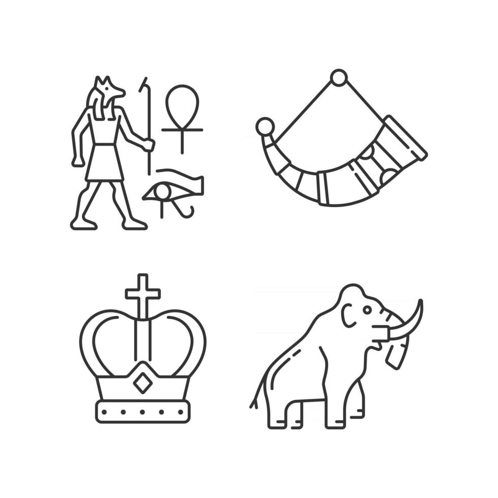 ensemble d'icônes linéaires du patrimoine des ancêtres vecteur