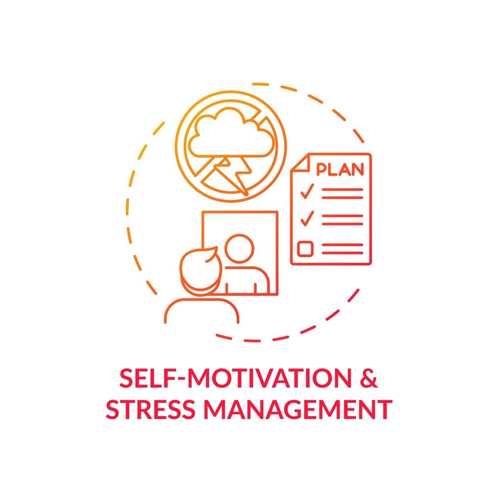auto-motivation et gestion du stress icône de concept de dégradé rouge vecteur