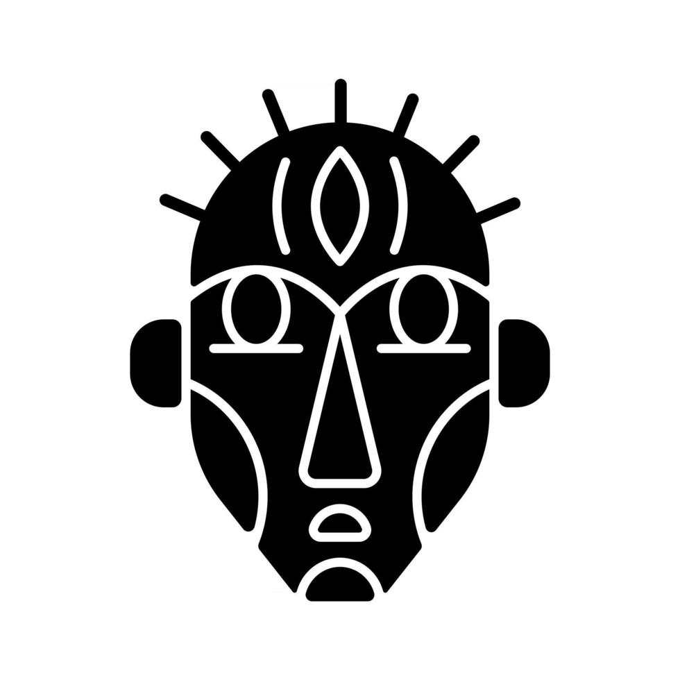 icône de glyphe noir de masques rituels vecteur