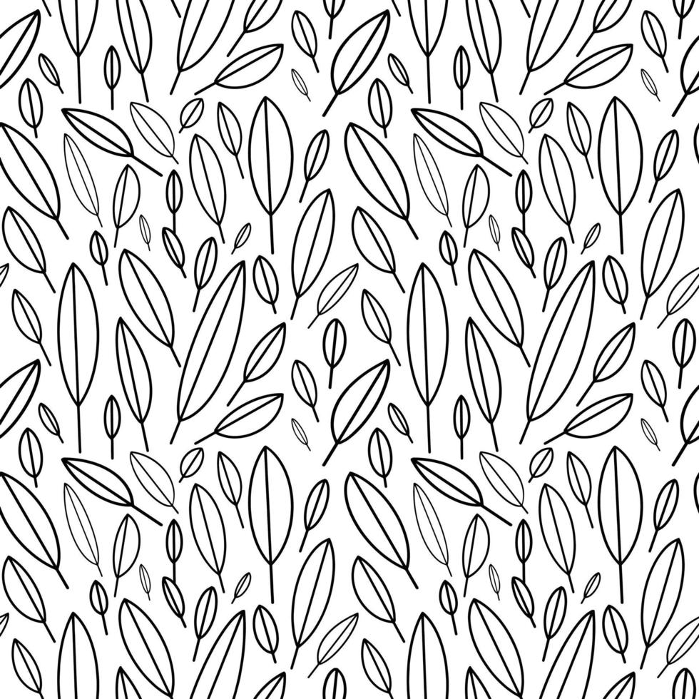 modèle sans couture dans un style scandinave. feuilles blanches sur fond noir. design minimaliste et moderne pour le tissu, le papier, l'impression. illustration vectorielle. illustration vectorielle dessinés à la main. vecteur