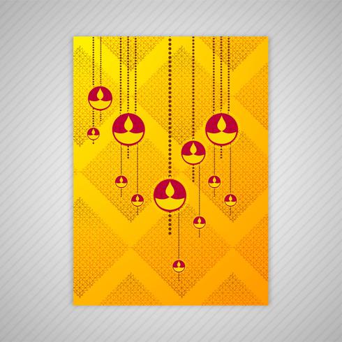 Modèle de vecteur de brochure de carte de voeux diwali élégant ornement