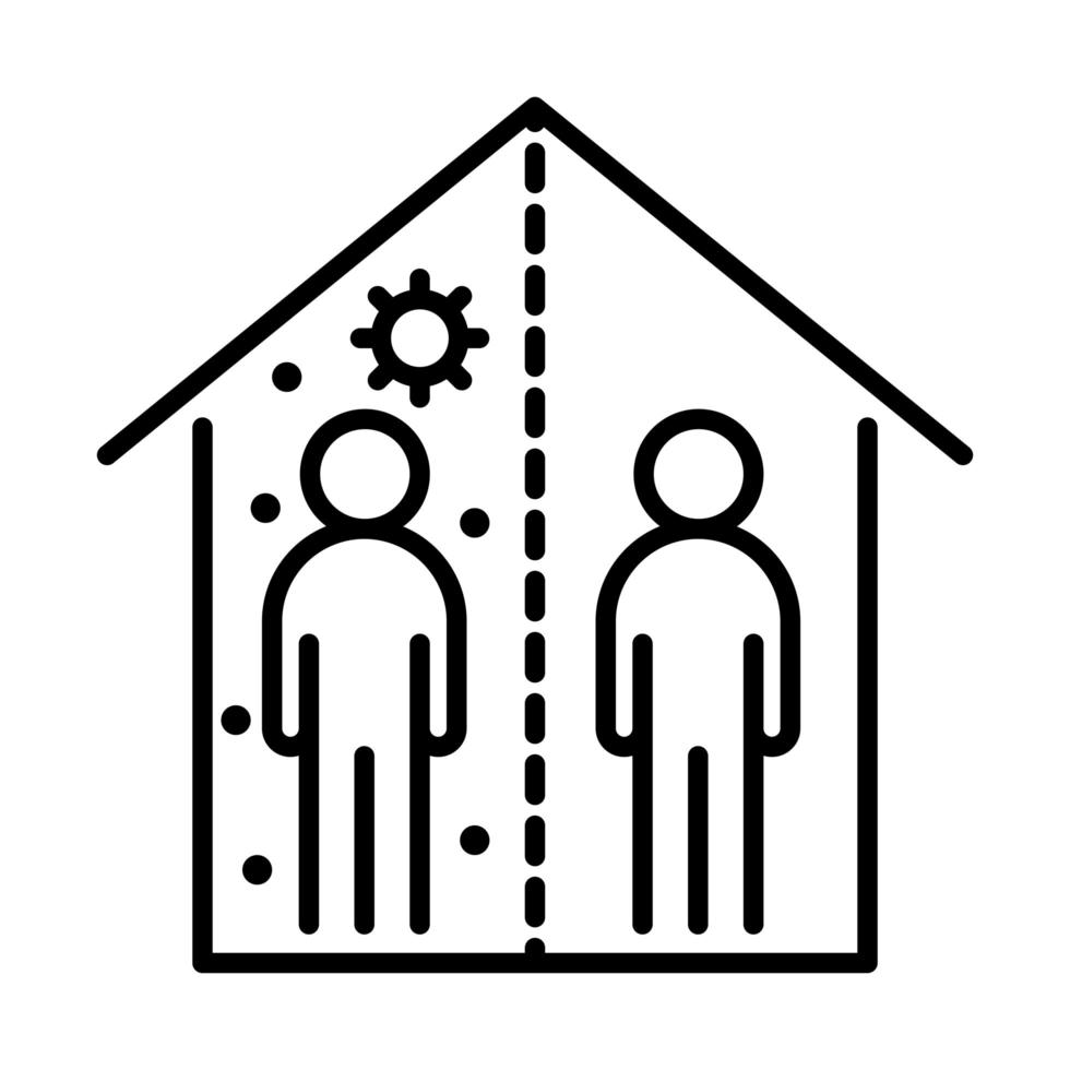 covid 19 coronavirus distanciation sociale prévention rester à la maison épidémie de quarantaine propagation icône de style de ligne vectorielle vecteur