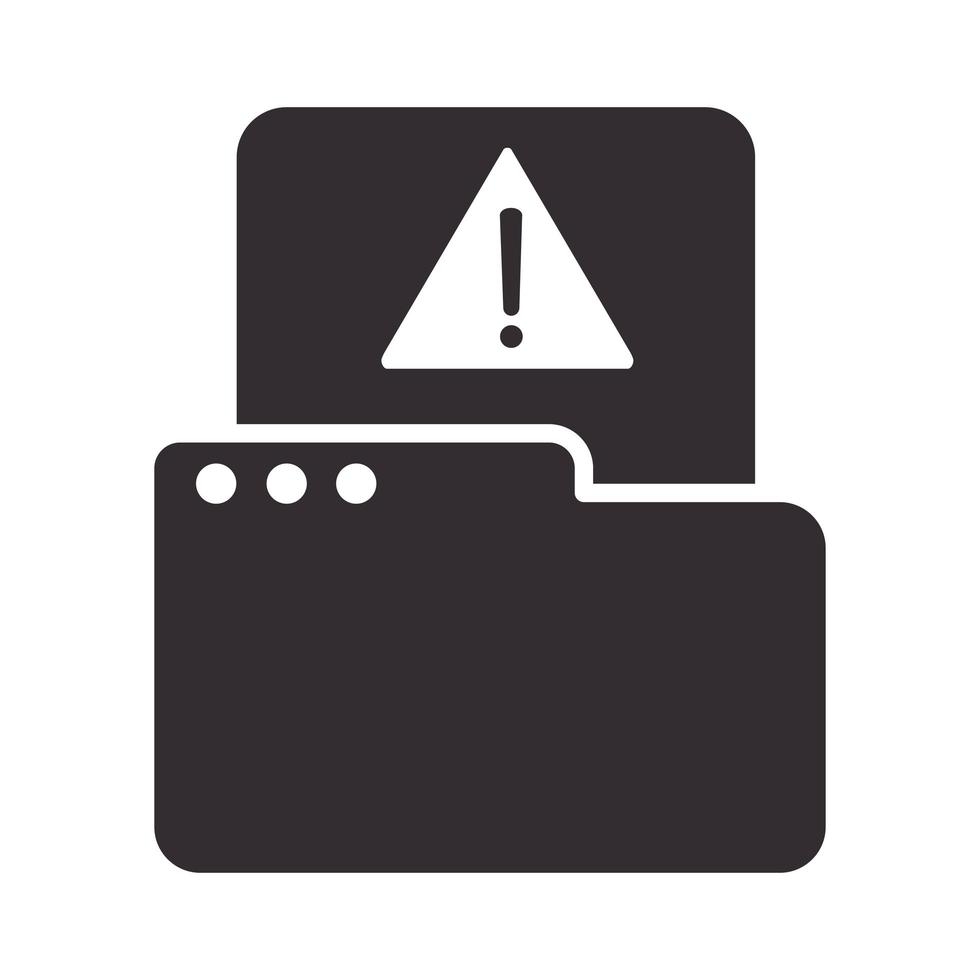 alerte icône dossier fichier données avertissement attention danger point d'exclamation précaution silhouette style conception vecteur