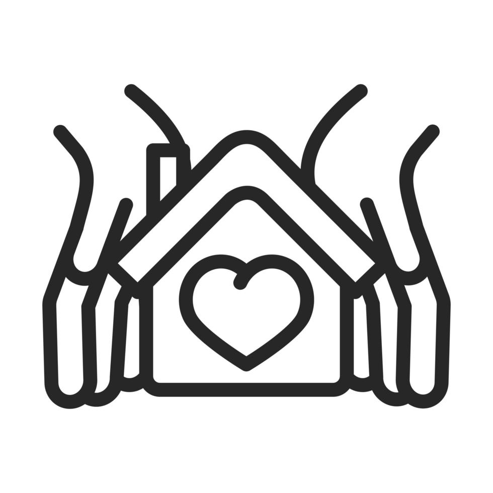don charité bénévole aide social mains protection maison amour ligne style icône vecteur