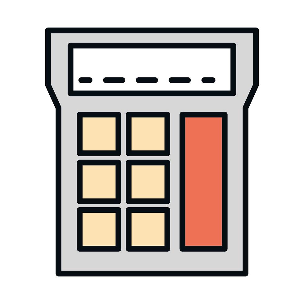 ligne financière de calculatrice de sciences de l'école d'enseignement des mathématiques et icône de style de remplissage vecteur