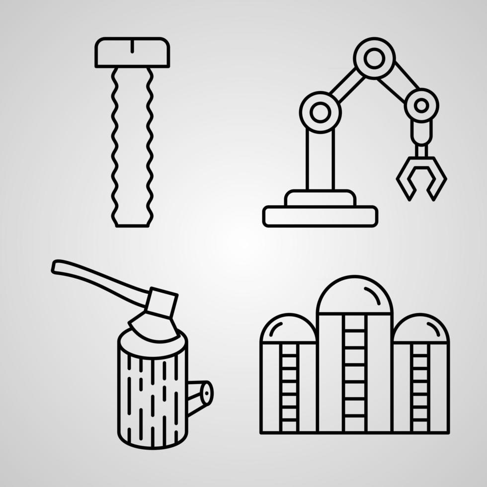 jeu d'icônes de ligne de l'industrie collection de symboles vectoriels dans un style de contour branché vecteur