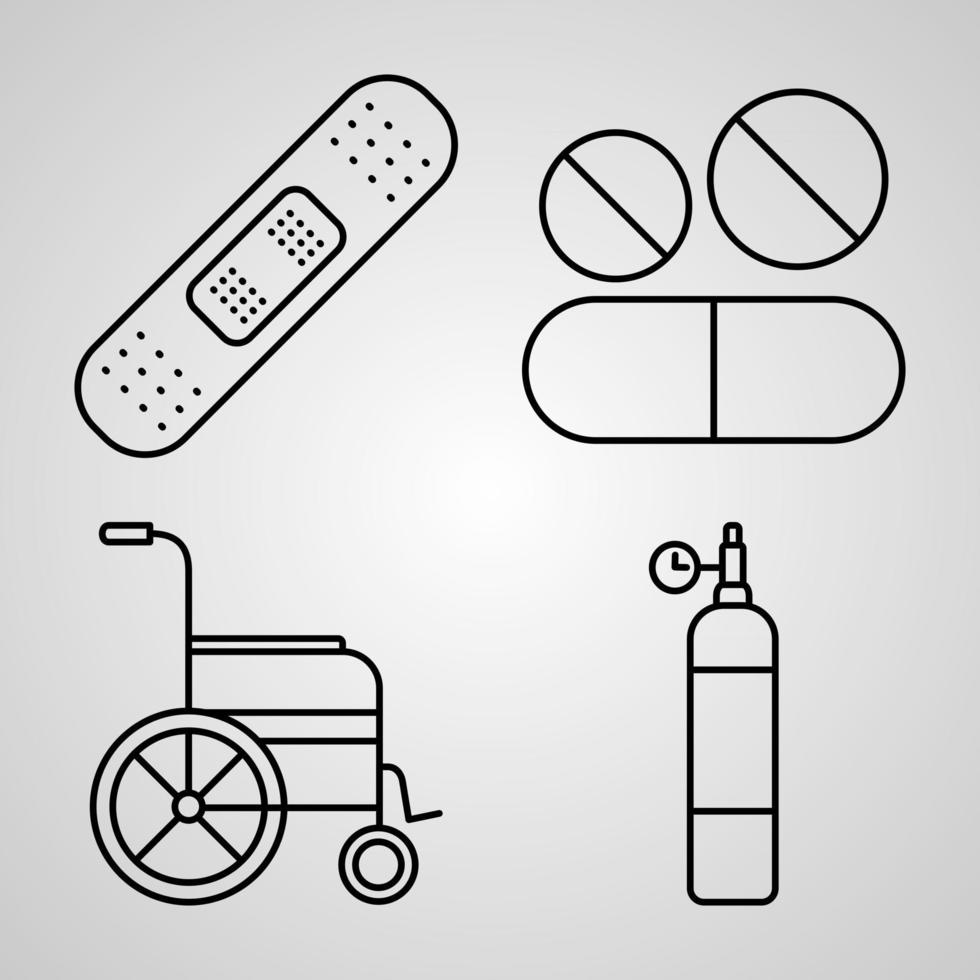 collection de symboles médicaux sur fond blanc. icônes de contour médical vecteur