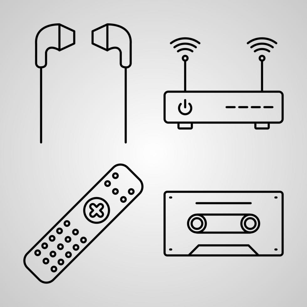 collection de symboles d'électronique et d'appareils sur fond blanc. l'électronique et les appareils décrivent des icônes vecteur