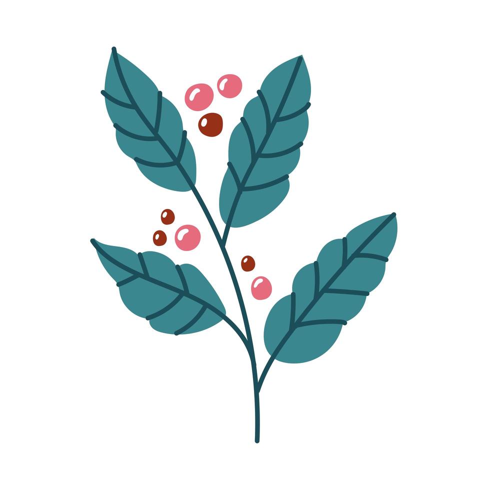 plante de café avec icône de style de forme libre de graines vecteur