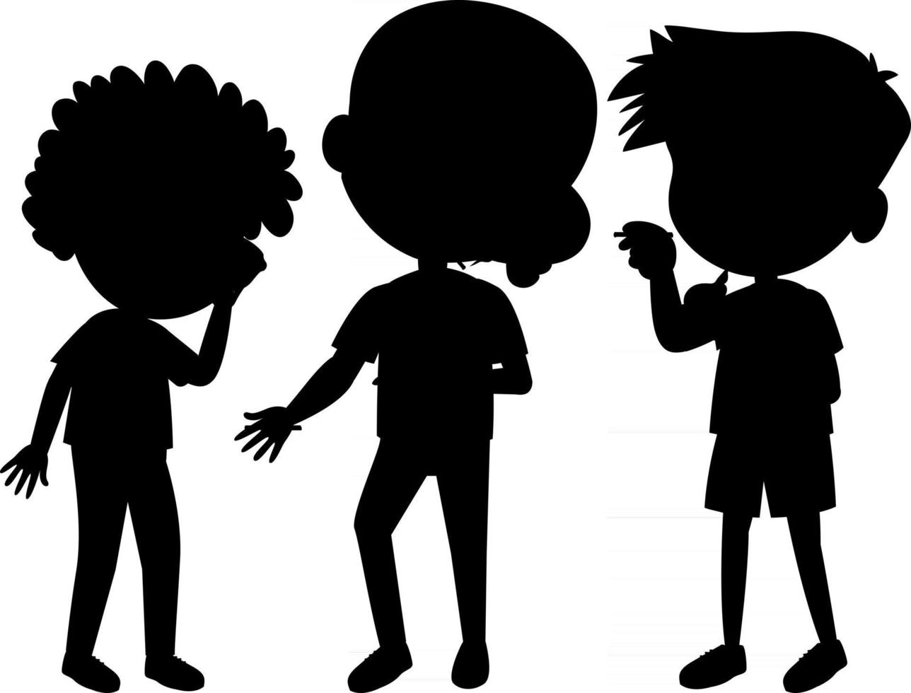 ensemble de personnage de dessin animé silhouette enfants vecteur