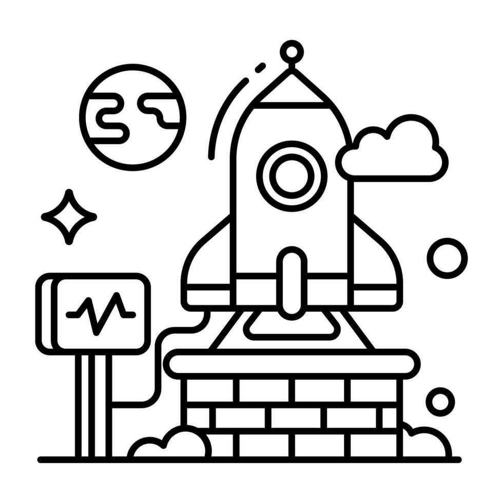 conceptuel linéaire conception icône de fusée vecteur
