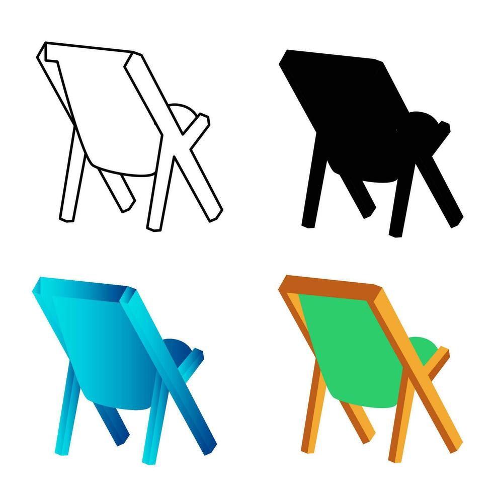 abstrait plage chaise silhouette illustration vecteur