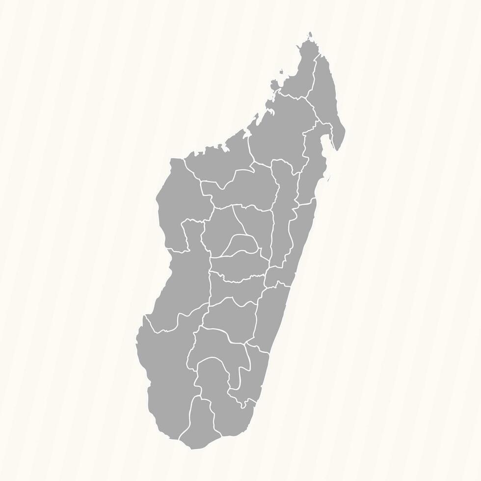 détaillé carte de Madagascar avec États et villes vecteur