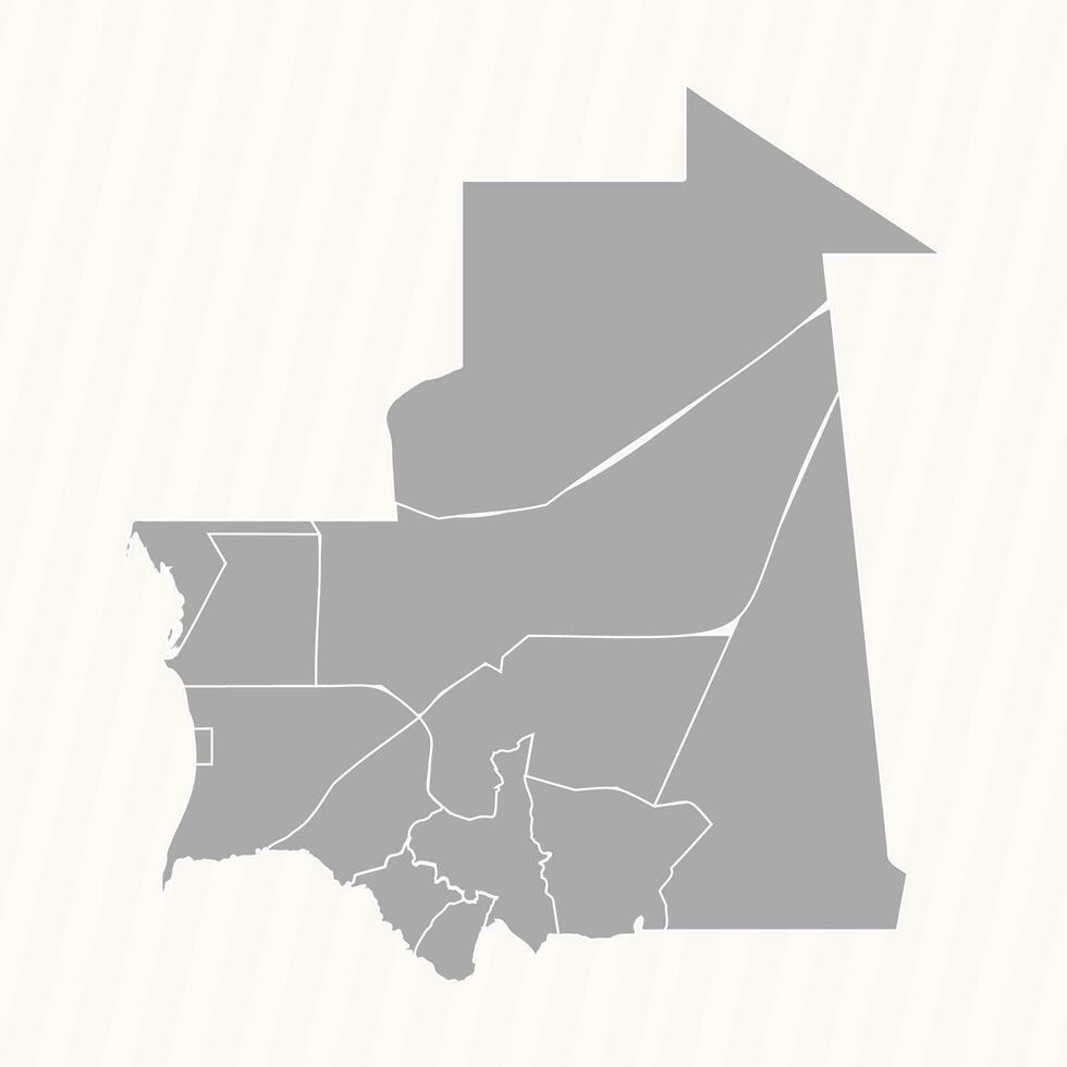 détaillé carte de Mauritanie avec États et villes vecteur