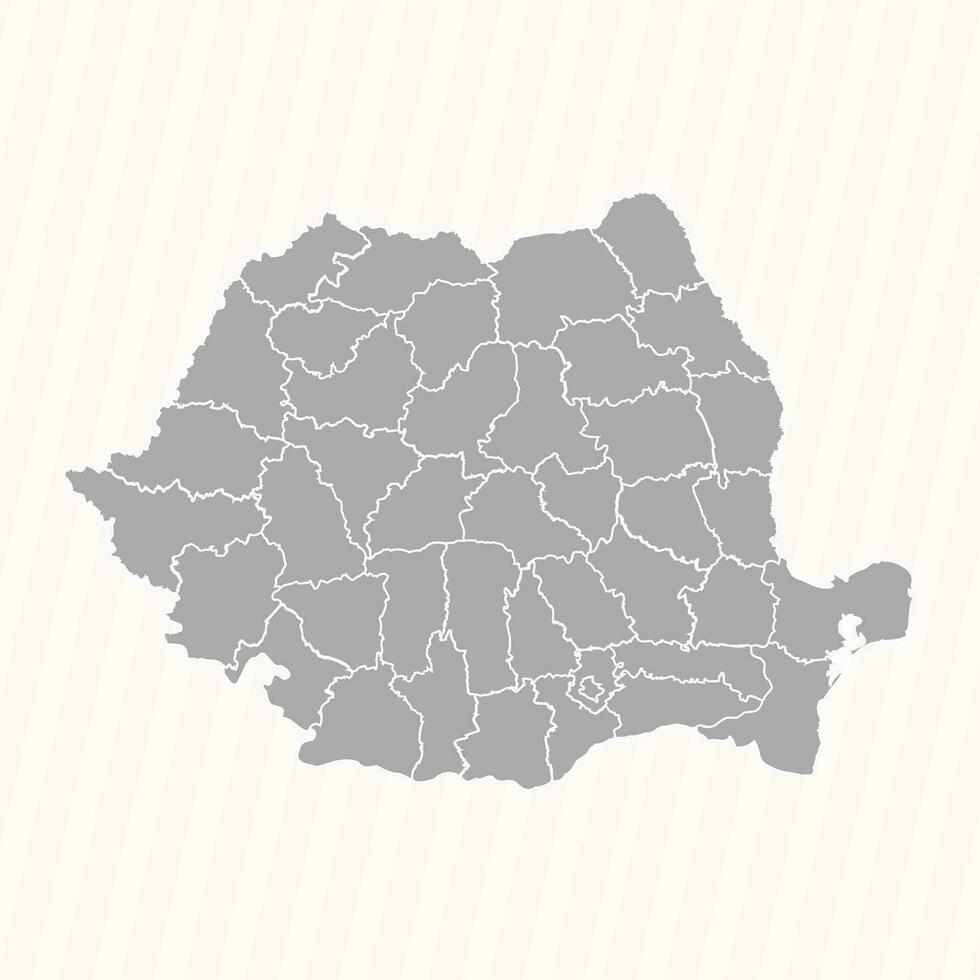détaillé carte de Roumanie avec États et villes vecteur