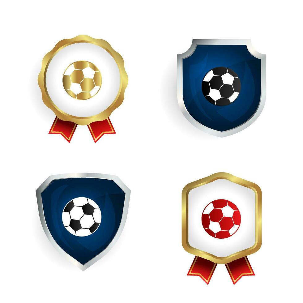 abstrait football Balle badge et étiquette collection vecteur