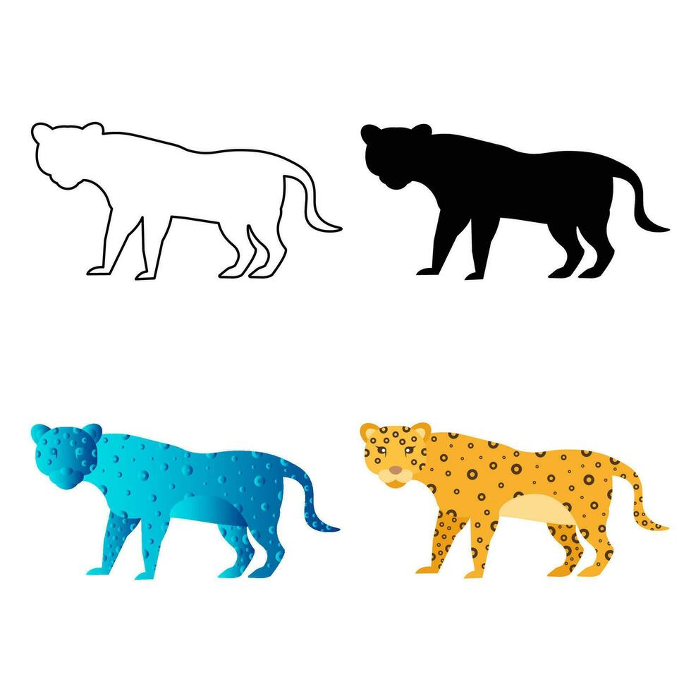 abstrait plat léopard animal silhouette illustration vecteur