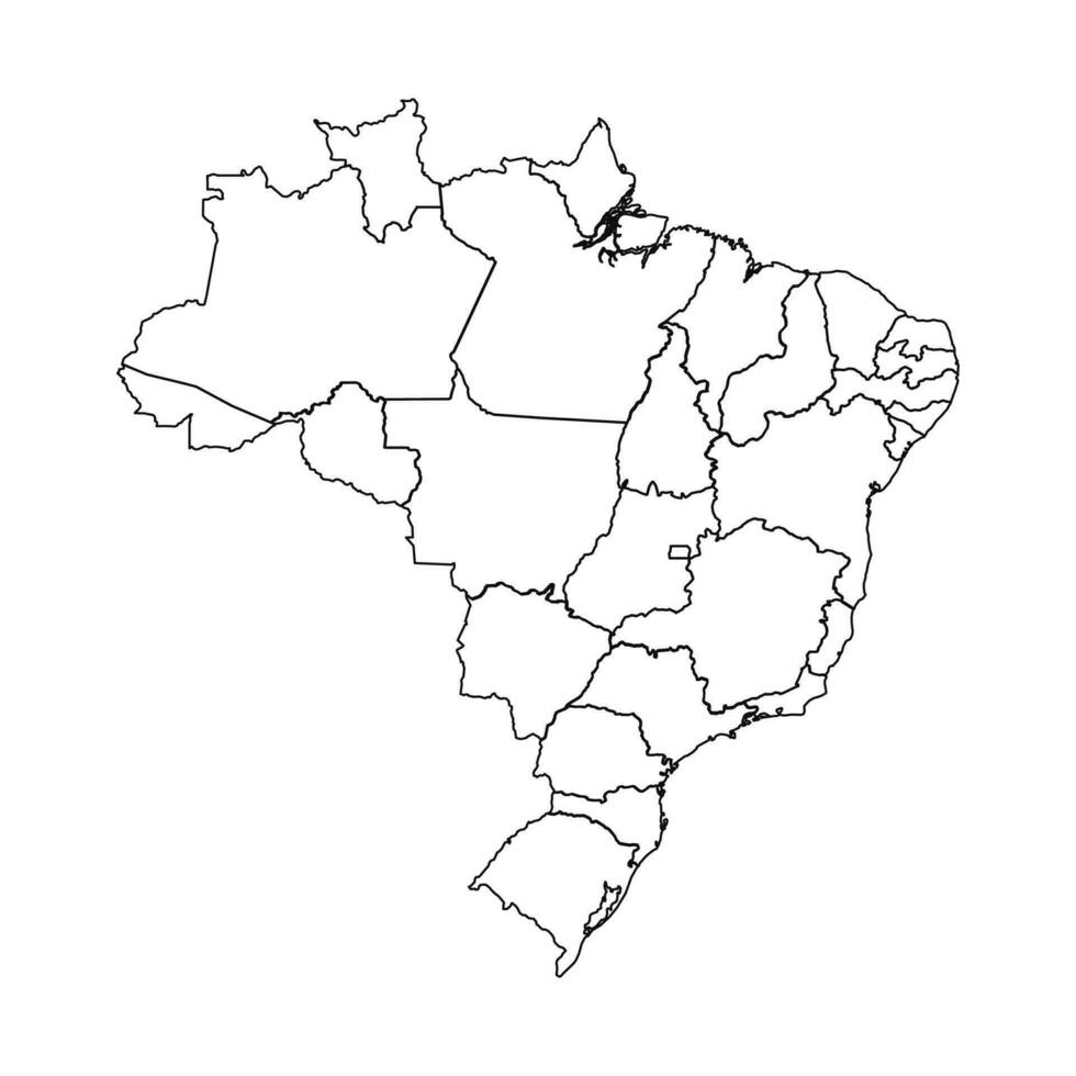 contour esquisser carte de Brésil avec États et villes vecteur