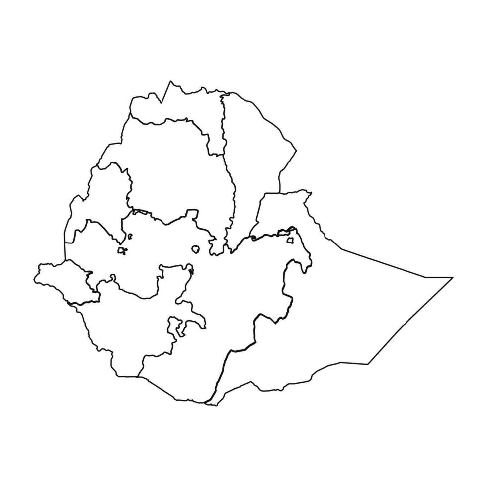 contour esquisser carte de Ethiopie avec États et villes vecteur