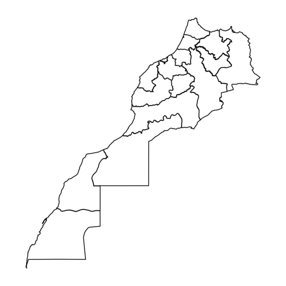 contour esquisser carte de Maroc avec États et villes vecteur