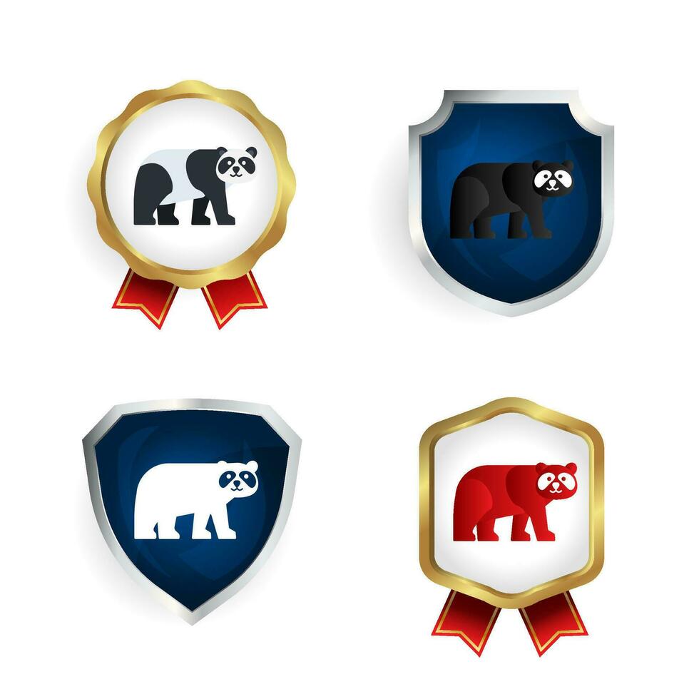 abstrait plat Panda animal badge et étiquette collection vecteur