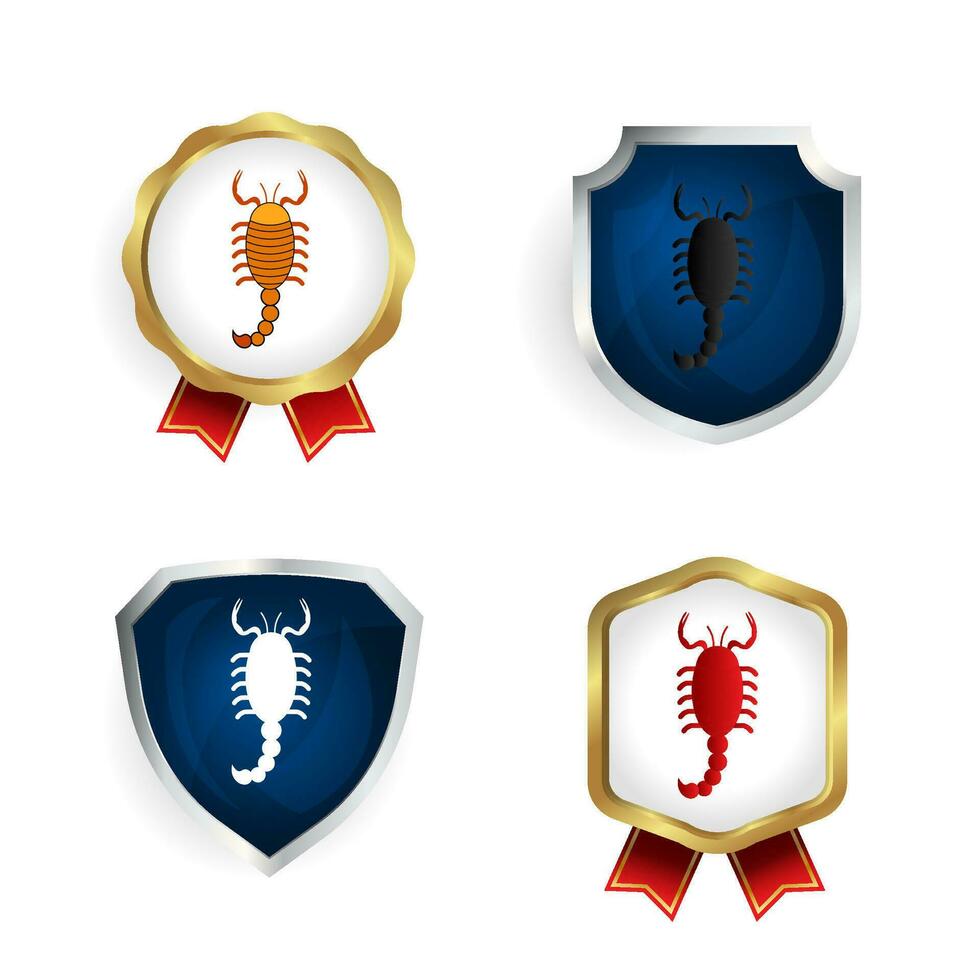 abstrait plat Scorpion animal badge et étiquette collection vecteur