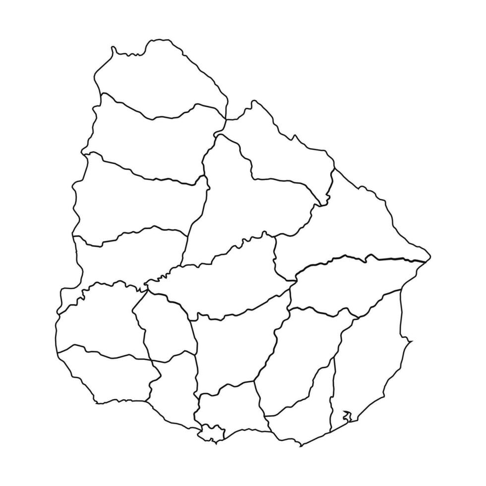 contour esquisser carte de Uruguay avec États et villes vecteur