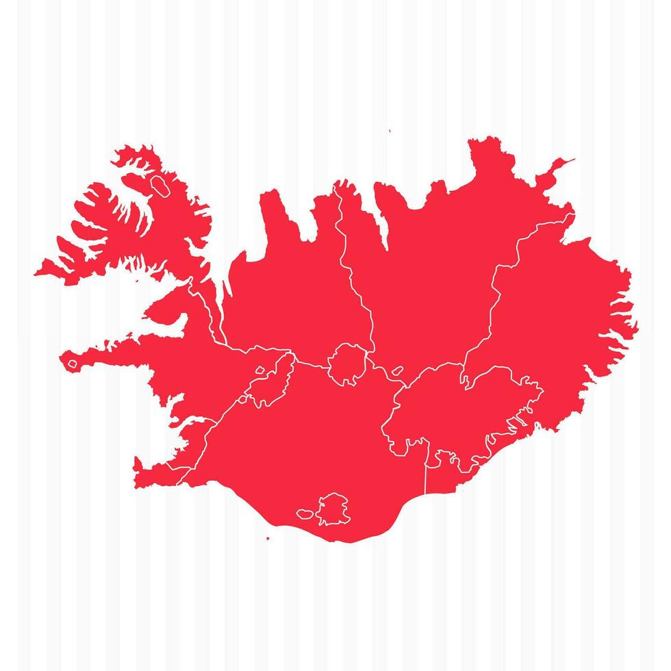 États carte de Islande avec détaillé les frontières vecteur