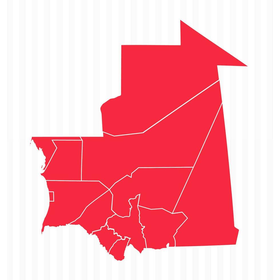 États carte de Mauritanie avec détaillé les frontières vecteur