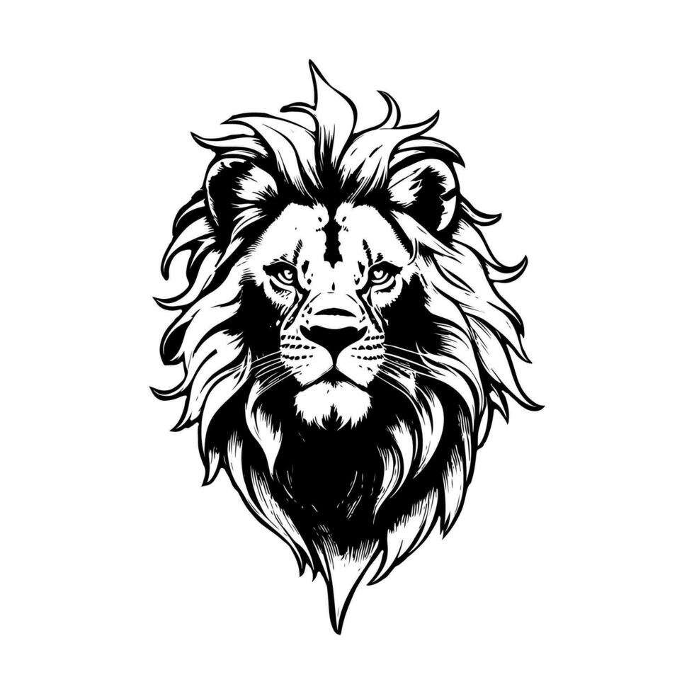 monochrome Lion tête illustration, une majestueux et frappant représentation vecteur