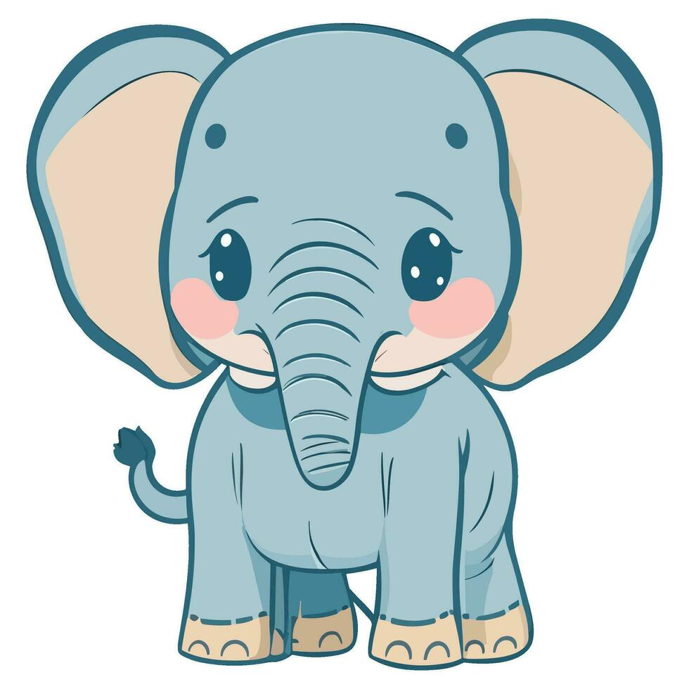 mignonne l'éléphant dessin animé sur blanc Contexte vecteur