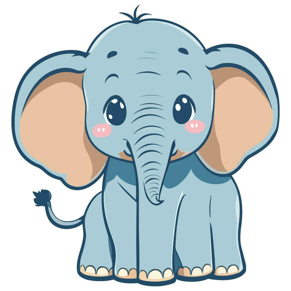 mignonne l'éléphant dessin animé sur blanc Contexte vecteur