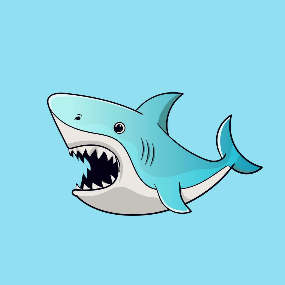 dessin animé requin comme mer animal flottant sous-marin avec l'eau Fontaine coup vecteur illustration dans plat style graphique pour valentines journée cartes, bébé douche conception et éducation des gamins