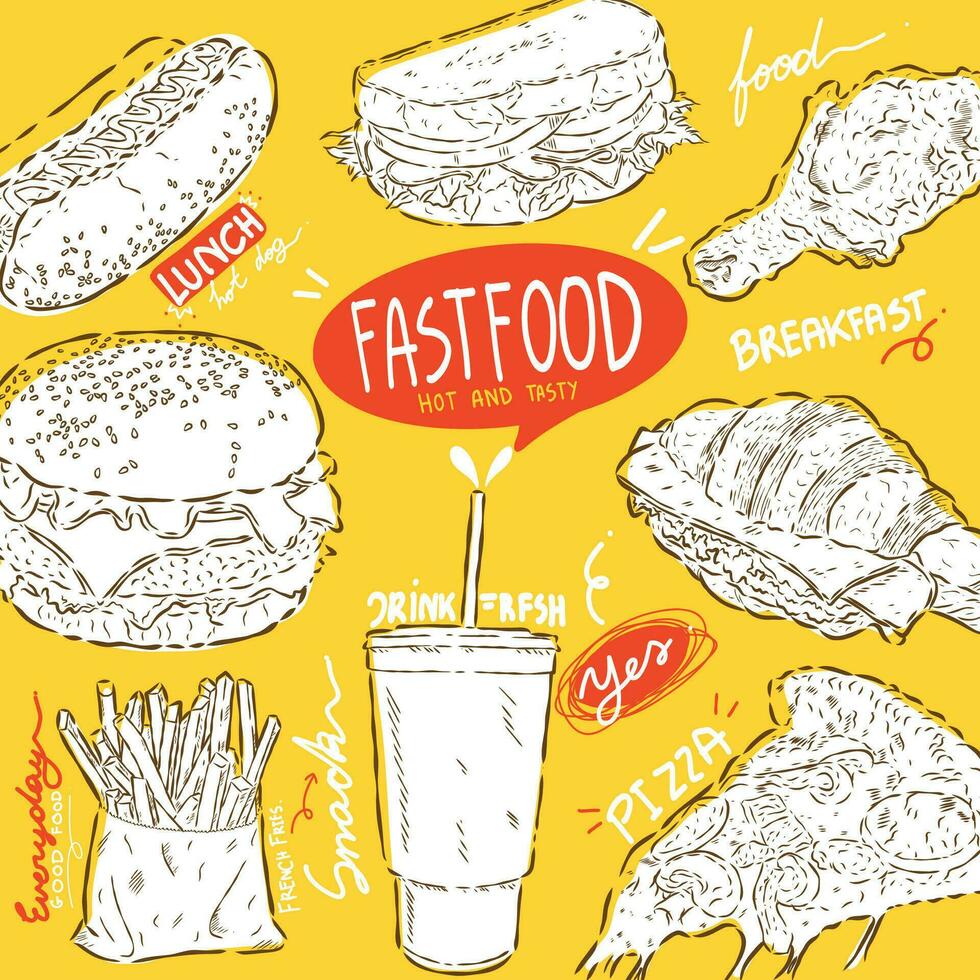 vite nourriture esquisser griffonnage abstrait vecteur illustration pour café bar restaurant et emballage papier