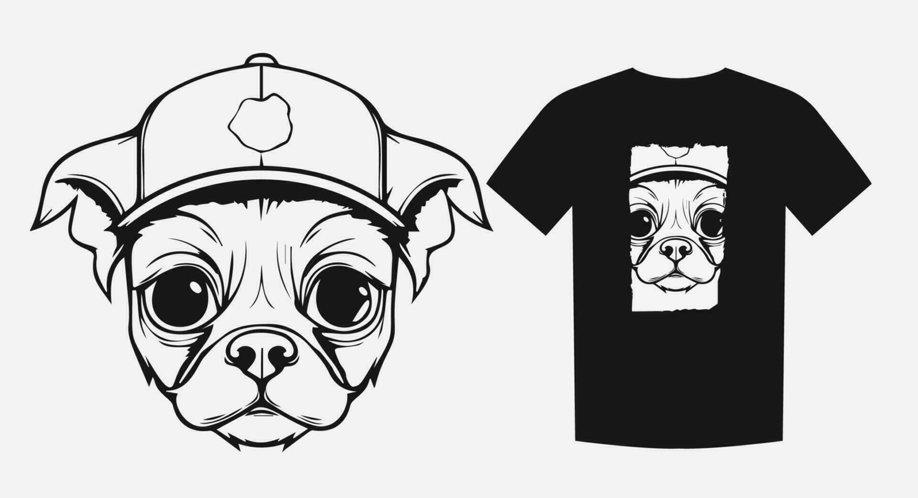 mignonne bouledogue portrait dans une monochrome dessin animé style. idéal pour enfants vêtements, logos, et impressions. expressif yeux et attachant affronter. vecteur illustration.