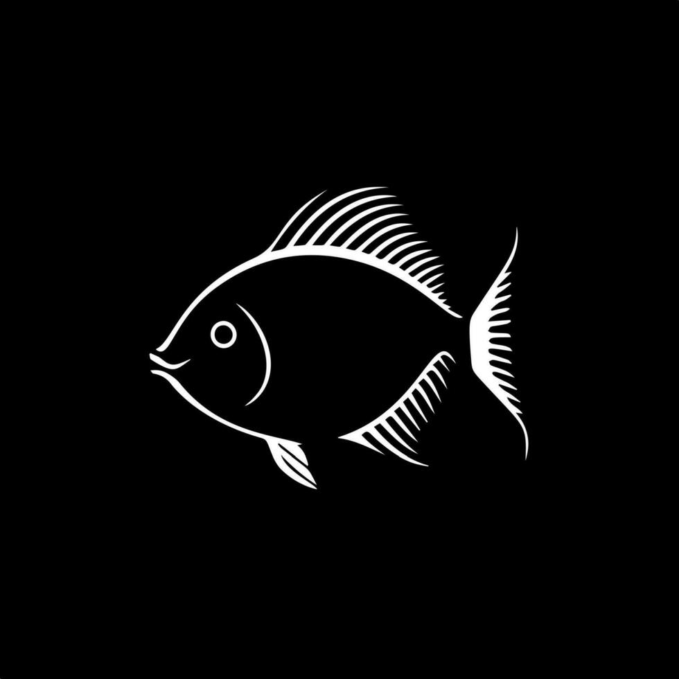 minimaliste logo modèle, blanc icône de poisson silhouette sur noir arrière-plan, moderne logotype concept pour affaires identité, t-shirts imprimer, tatouage. vecteur illustration