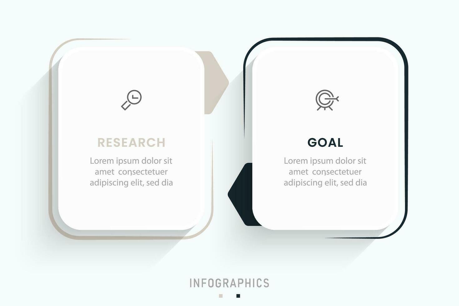 modèle de conception d'étiquettes infographiques vectorielles avec icônes et 2 options ou étapes. peut être utilisé pour le diagramme de processus, les présentations, la mise en page du flux de travail, la bannière, l'organigramme, le graphique d'informations. vecteur