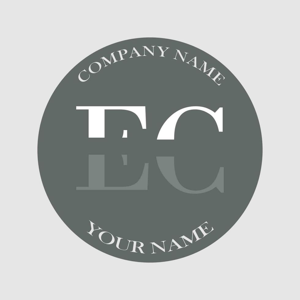 initiale ec logo lettre monogramme luxe main tiré vecteur