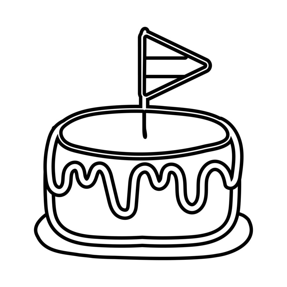 drapeau de la france dans l'icône de style de ligne de gâteau vecteur