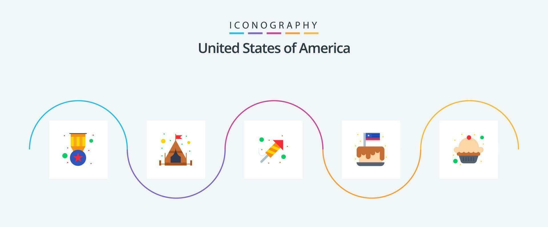 Etats-Unis plat 5 icône pack comprenant dessert. Etats-Unis. religion. faire la fête. gâteau vecteur