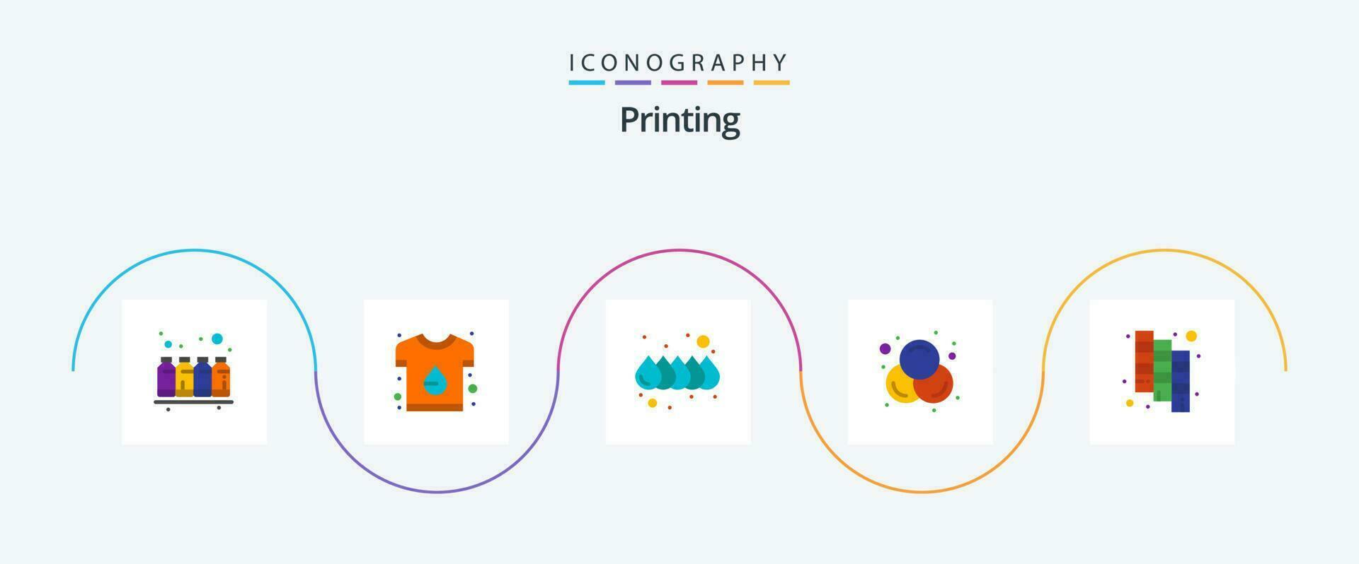 impression plat 5 icône pack comprenant conception. RVB. imprimer. conception. l'eau vecteur