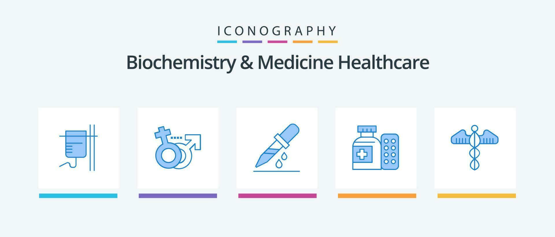 biochimie et médicament soins de santé bleu 5 icône pack comprenant symbole. hôpital. abandonner. pilules . médical. Créatif Icônes conception vecteur