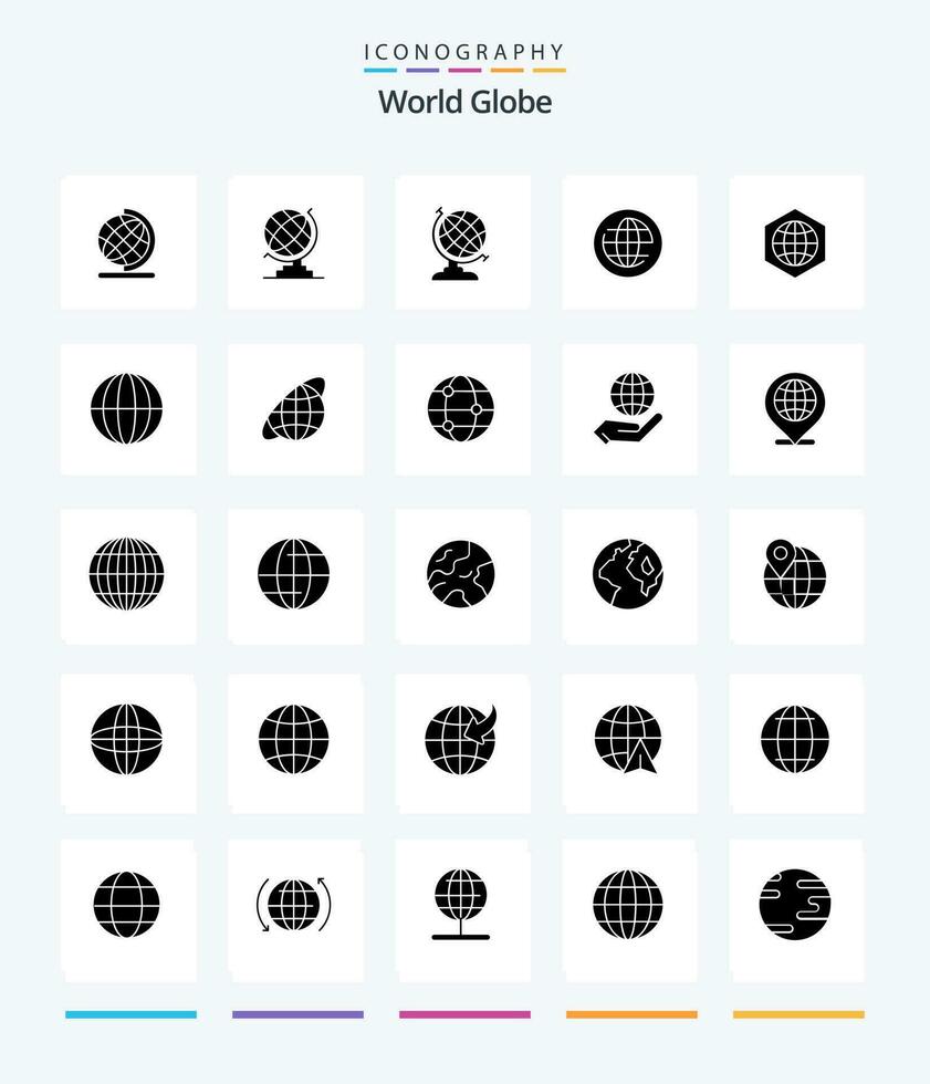 Créatif globe 25 glyphe solide noir icône pack tel comme main. globe. orbite. mondial. Voyage vecteur